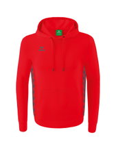 Erima Hooded Sweatshirt Essential Team Hooded Sweat (soft cotton, ribbed cuffs) red/grey Men